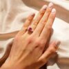 925 Sterling Silver 2CT. Petite Emerald Cut Ruby Diamond Ring - Image 5