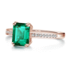 925 Sterling Silver 2CT. Petite Micropave Emerald Cut Emerald Ring - Image 10
