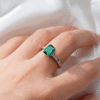 925 Sterling Silver 2CT. Petite Micropave Emerald Cut Emerald Ring - Image 13