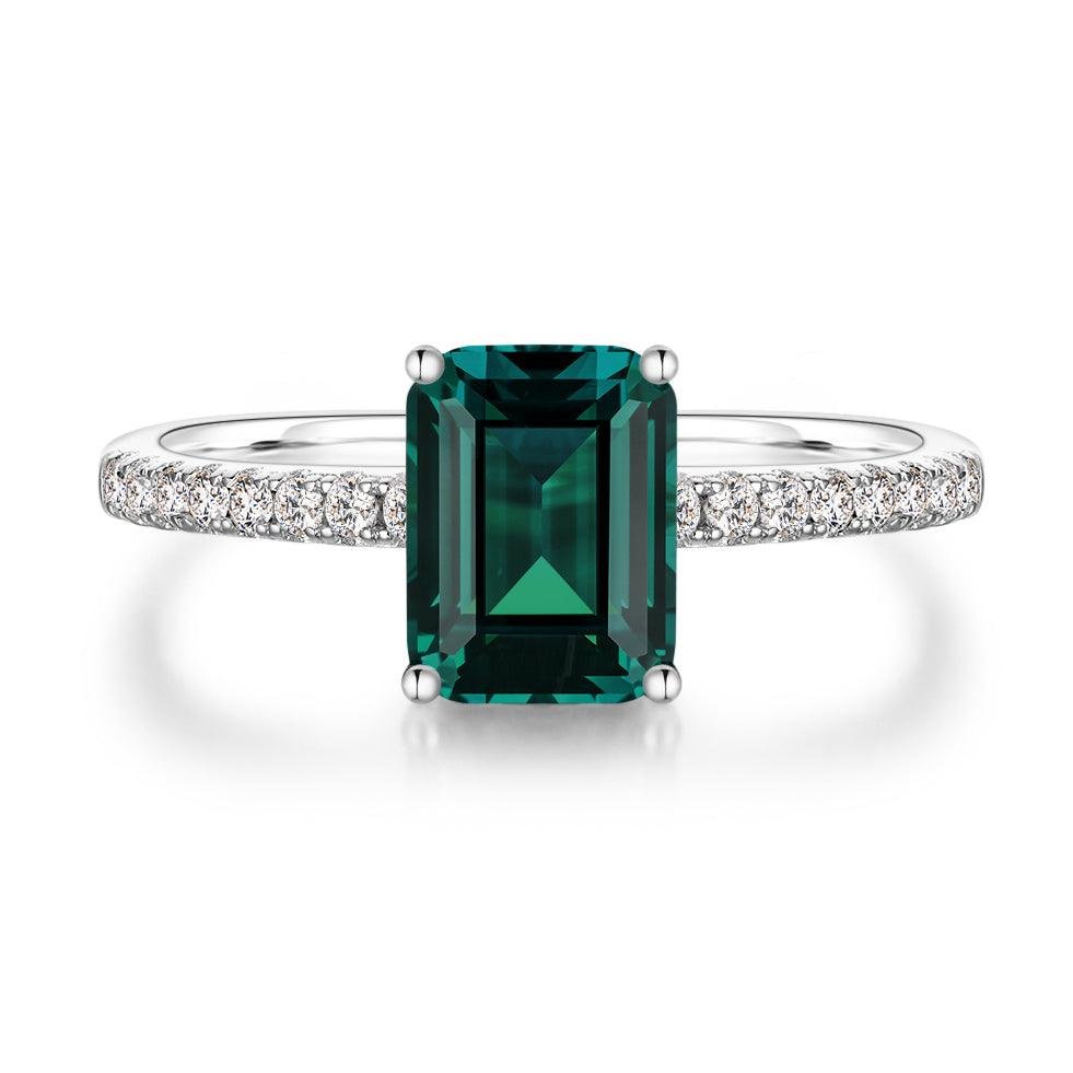 925 Sterling Silver 2CT. Petite Trellis Emerald Ring