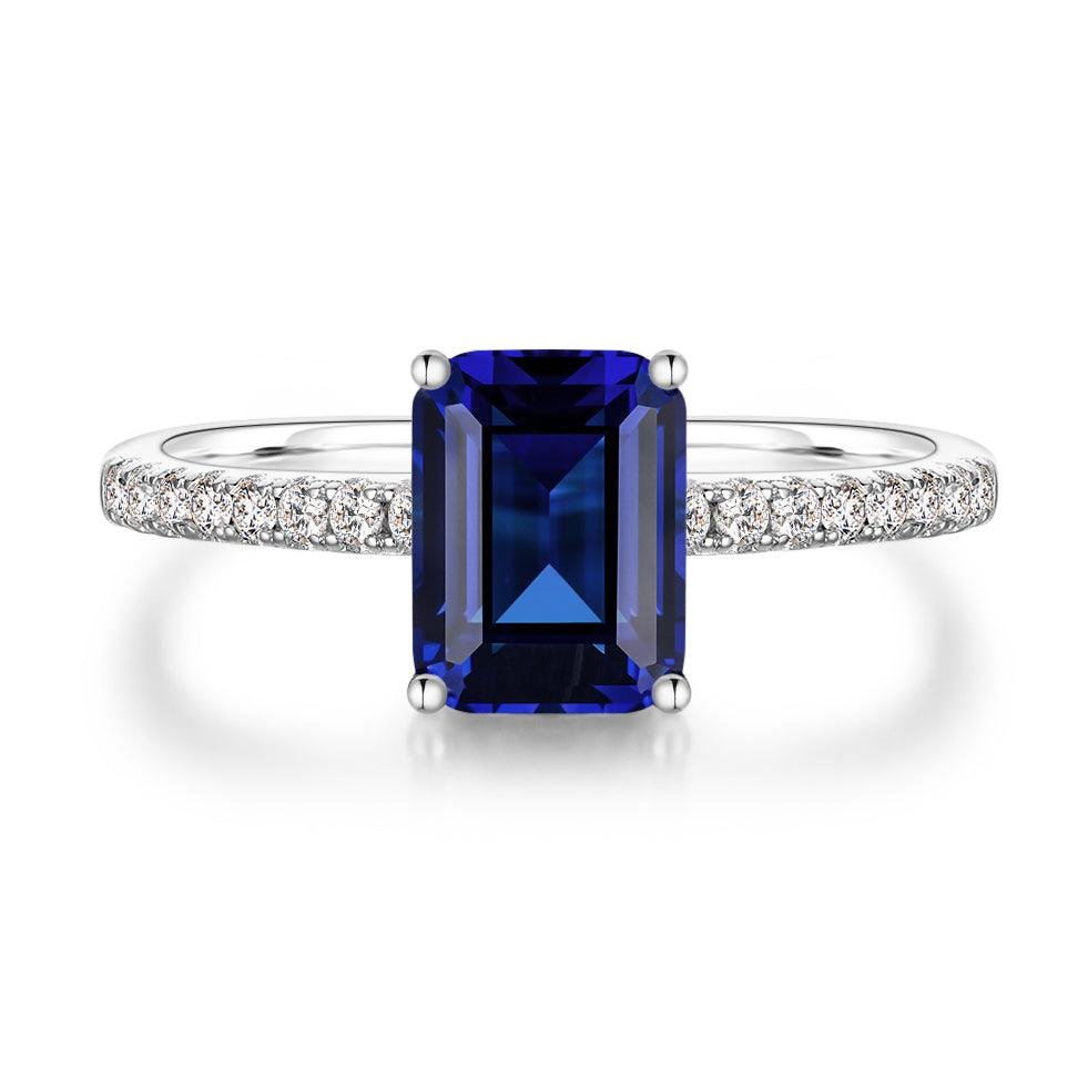 925 Sterling Silver 2CT. Petite Trellis Sapphire Ring