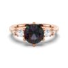 925 Sterling Silver 2CT. Round Cut Alexandrite Engagement Ring Pear Shaped Diamond Accents