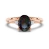 925 Sterling Silver 2CT. Three Stone Oval Alexandrite Diamond Engagement Ring