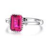 925 Sterling Silver 2CT. Unique Design Three Stone Ruby Ring - Image 2