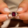 925 Sterling Silver 2CT. Unique Design Three Stone Ruby Ring - Image 6