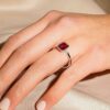 925 Sterling Silver 2CT. Unique Design Three Stone Ruby Ring - Image 7