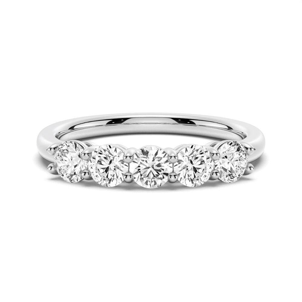 925 Sterling Silver 3.75MM 5 Stone Shared Prong Diamond Anniversary Band