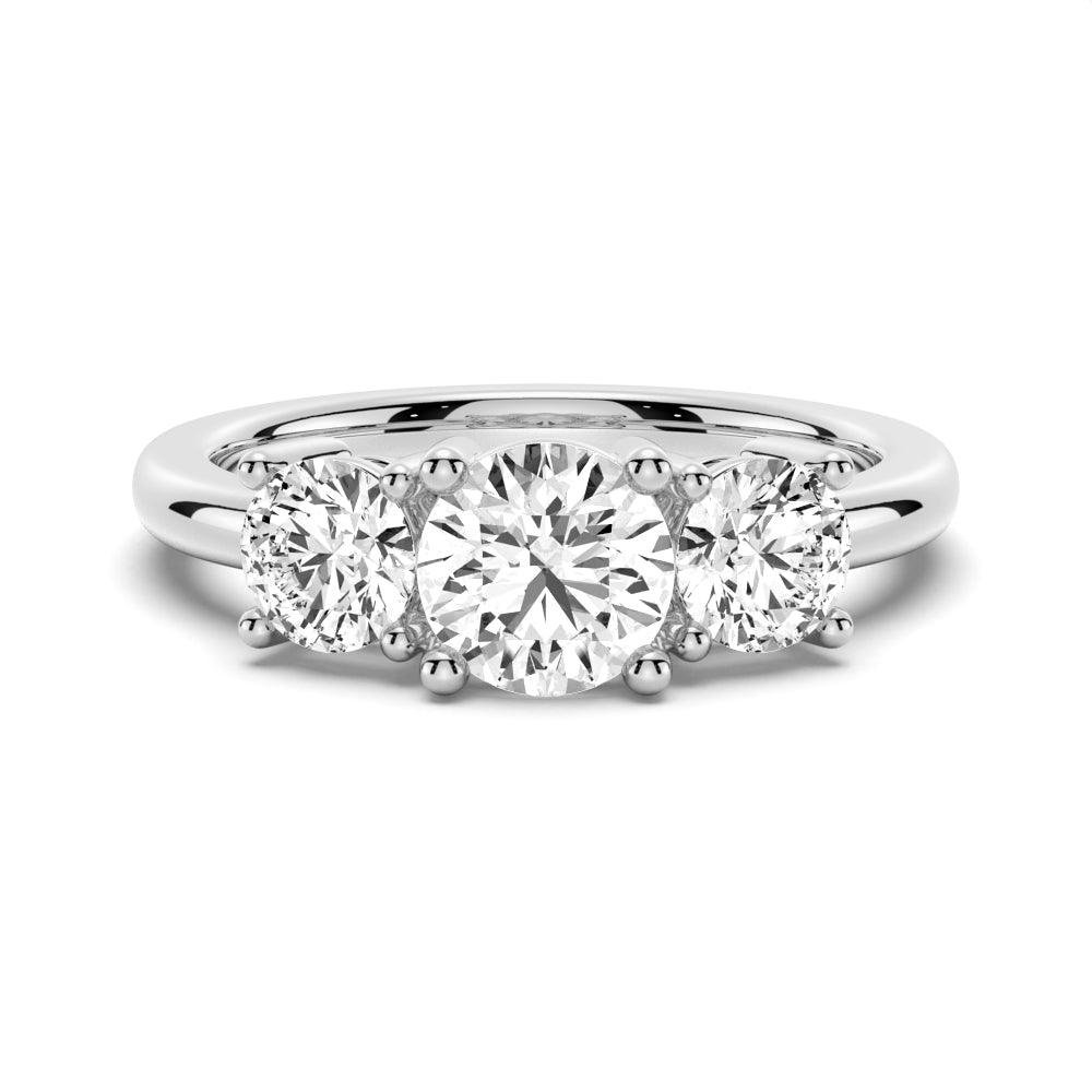 925 Sterling Silver 3 Stone Shared Prong Set Diamond Anniversary Band