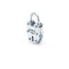 Clean sterling silver ring with a distinctive lock style