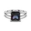 925 Sterling Silver 3CT. Princess Cut Alexandrite Diamond Engagement Ring Split Band