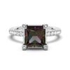 925 Sterling Silver 3CT. Princess Cut Alexandrite Engagement Diamond Ring Accents