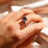 925 Sterling Silver 3CT. Princess Cut Alexandrite Engagement Diamond Ring Accents - Image 7