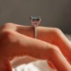 925 Sterling Silver 3CT. Princess Cut Alexandrite Engagement Diamond Ring Accents - Image 9