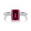 925 Sterling Silver ruby engagement ring with hidden halo detail