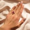 925 Sterling Silver ring with 7 by 9mm ruby stone