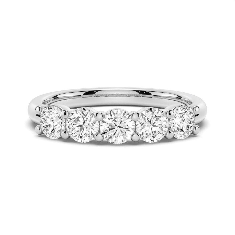 925 Sterling Silver 4.5MM 5 Stone Shared Prong Diamond Anniversary Band