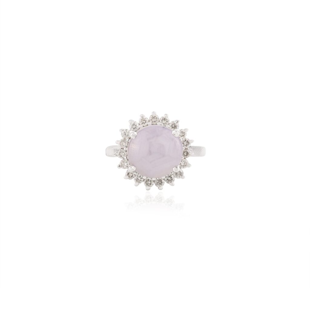 925 Sterling Silver 4.63 Carat Star Sapphire Cabochon Diamond Ring