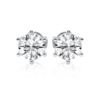 925 Sterling Silver round diamond stud earrings with six-prong settings