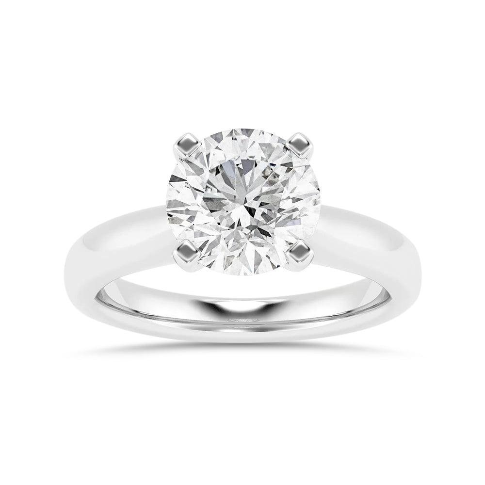 925 Sterling Silver 4 Prong Round Cut Diamond Solitaire Engagement Ring