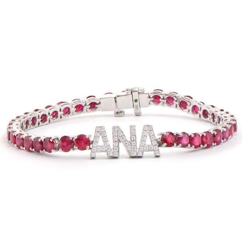 925 Sterling Silver 4MM Initial Tennis Diamond Bracelet