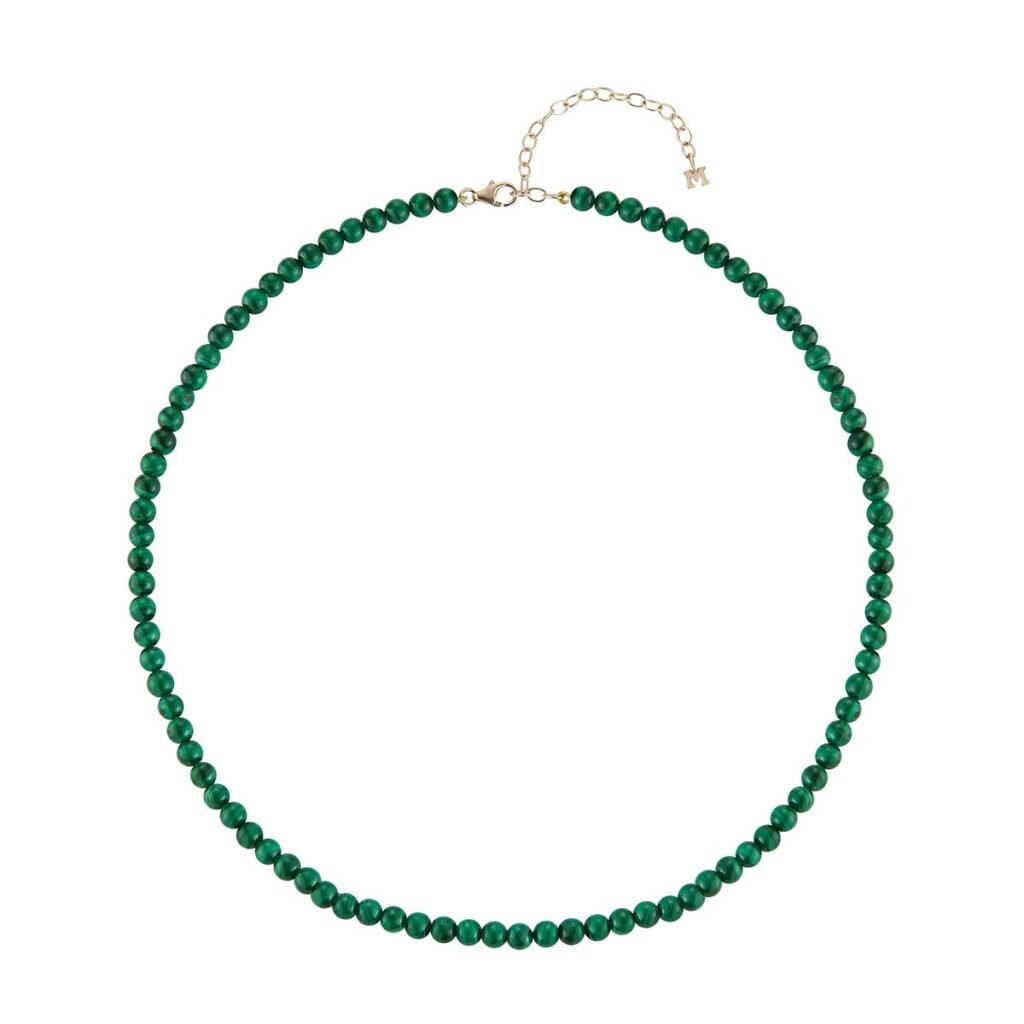 925 Sterling Silver 4MM Malachite Beaded Bracelet