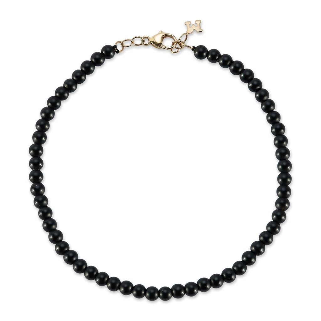 925 Sterling Silver 4MM Onyx Beaded Bracelet