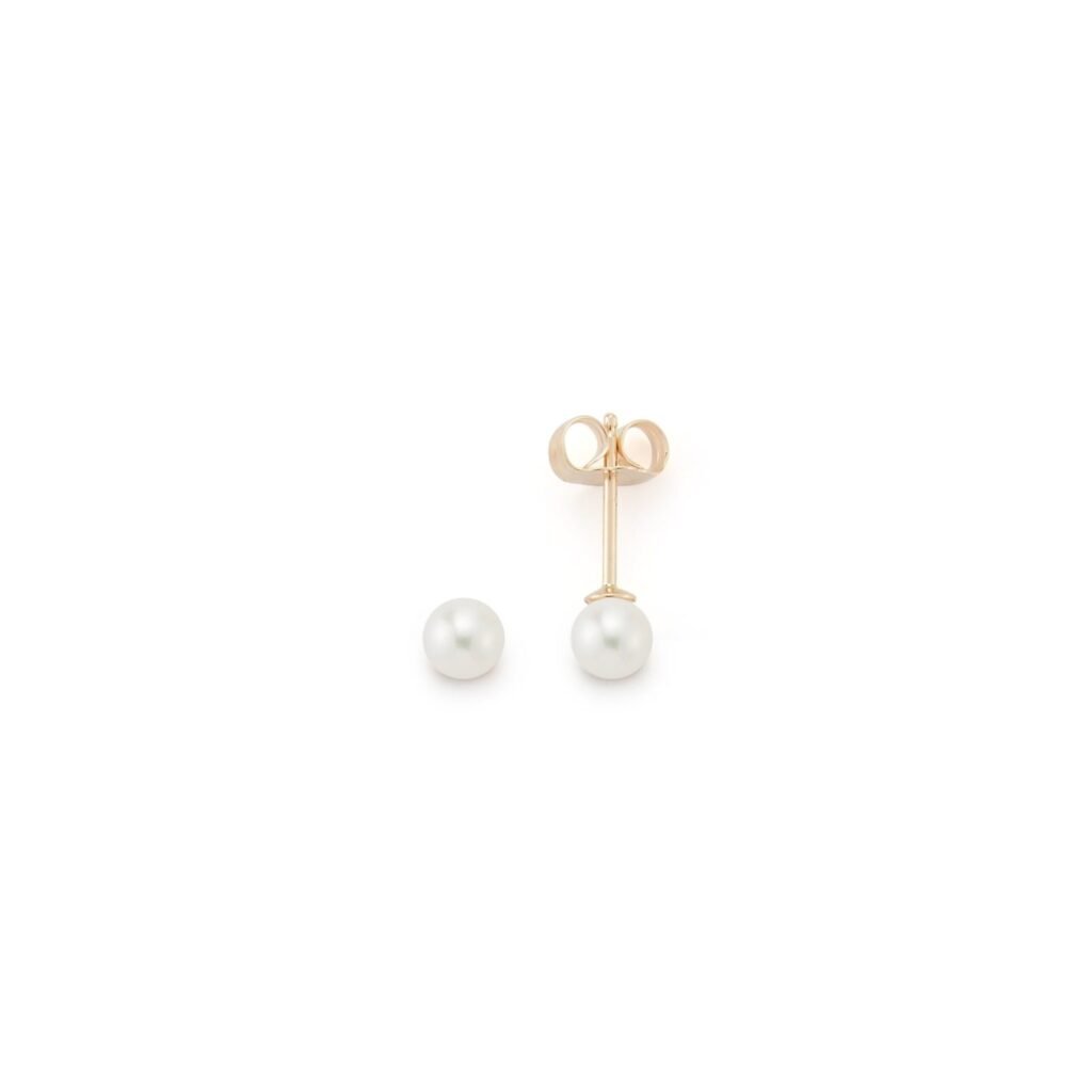 925 Sterling Silver 4MM Pearl Stud Earrings