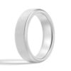925 Sterling Silver 5.7MM Satin Finish Emerald Cut Diamond Men Wedding Band - Image 2