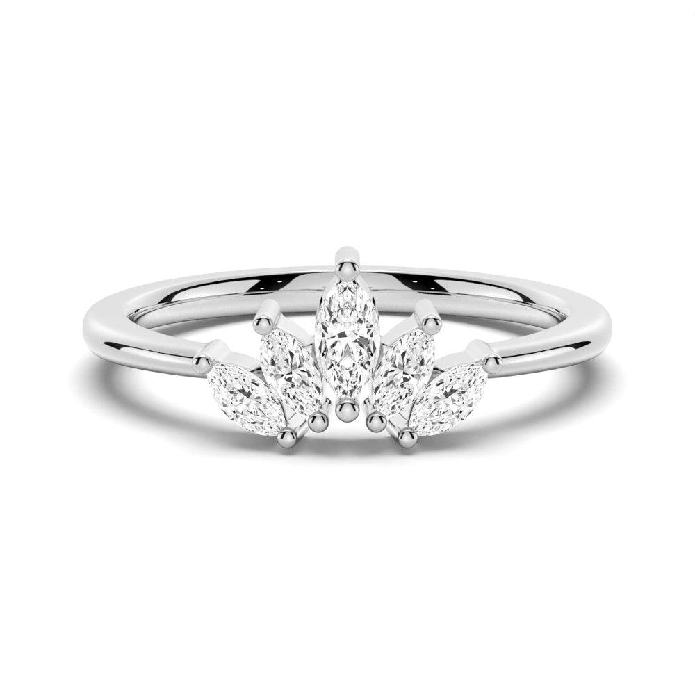 925 Sterling Silver 5 Stone Marquise Moissnite Anniversary Diamond Wedding Band