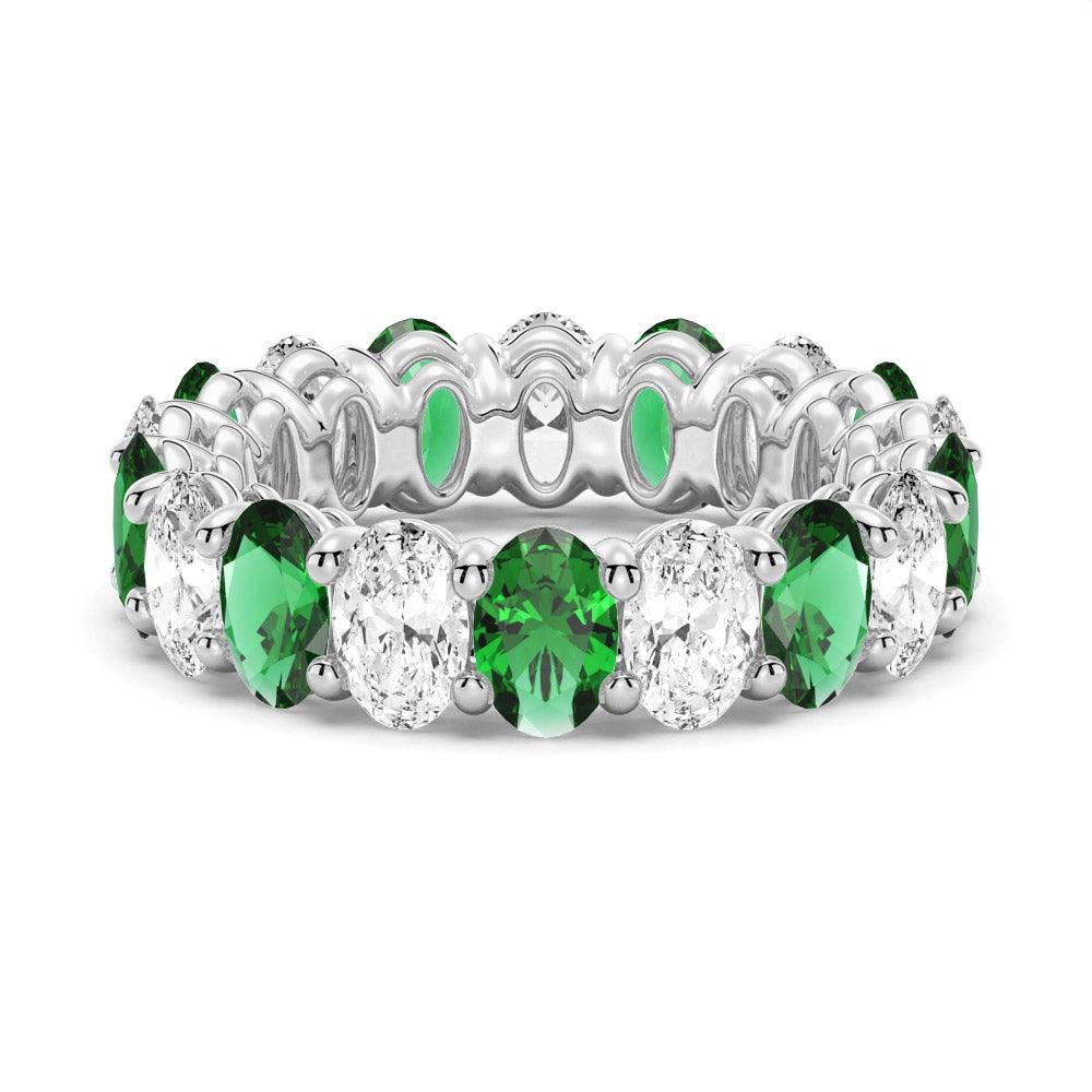 925 Sterling Silver 6.6CT. White Sapphire Green Band