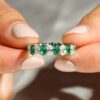 925 Sterling Silver 6.6CT. White Sapphire Green Band - Image 5