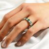 925 Sterling Silver 6.6CT. White Sapphire Green Band - Image 6