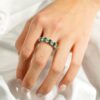 925 Sterling Silver 6.6CT. White Sapphire Green Band - Image 7