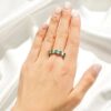 925 Sterling Silver 6.6CT. White Sapphire Green Band - Image 8