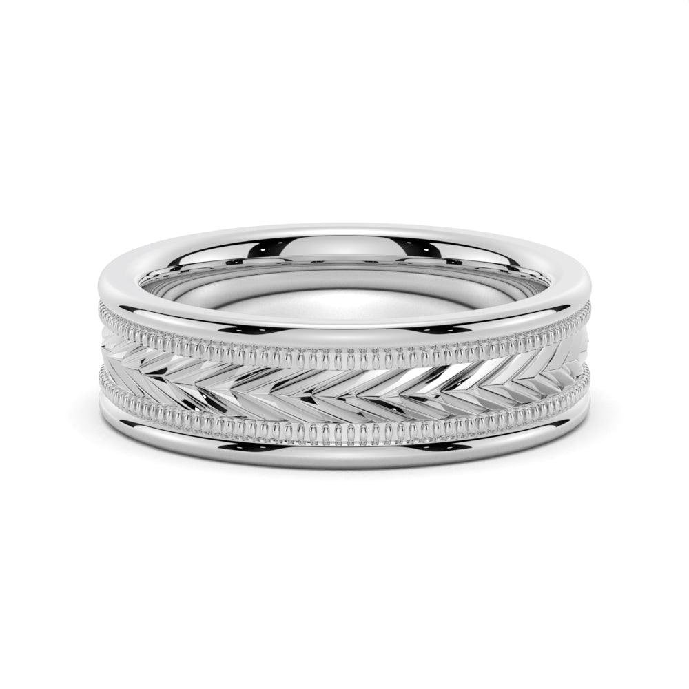 925 Sterling Silver 6MM Arrow Pattern Minimalist Men Wedding Band