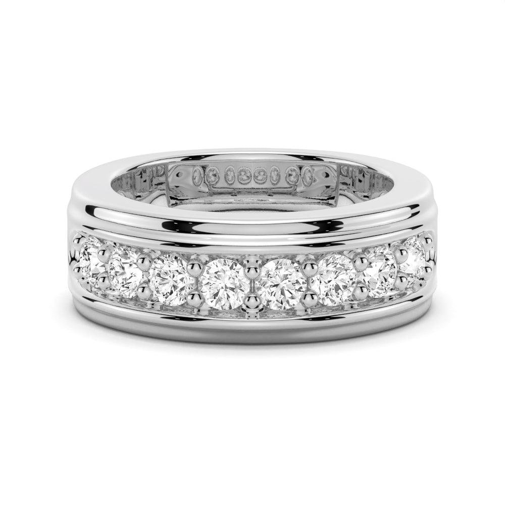 925 Sterling Silver 6MM Channel Set Diamond Men Wedding Band