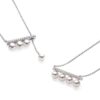 925 Sterling Silver 6MM Freshwater Cultured Pearl Balance Beam Diamond Necklace Pave - Image 2