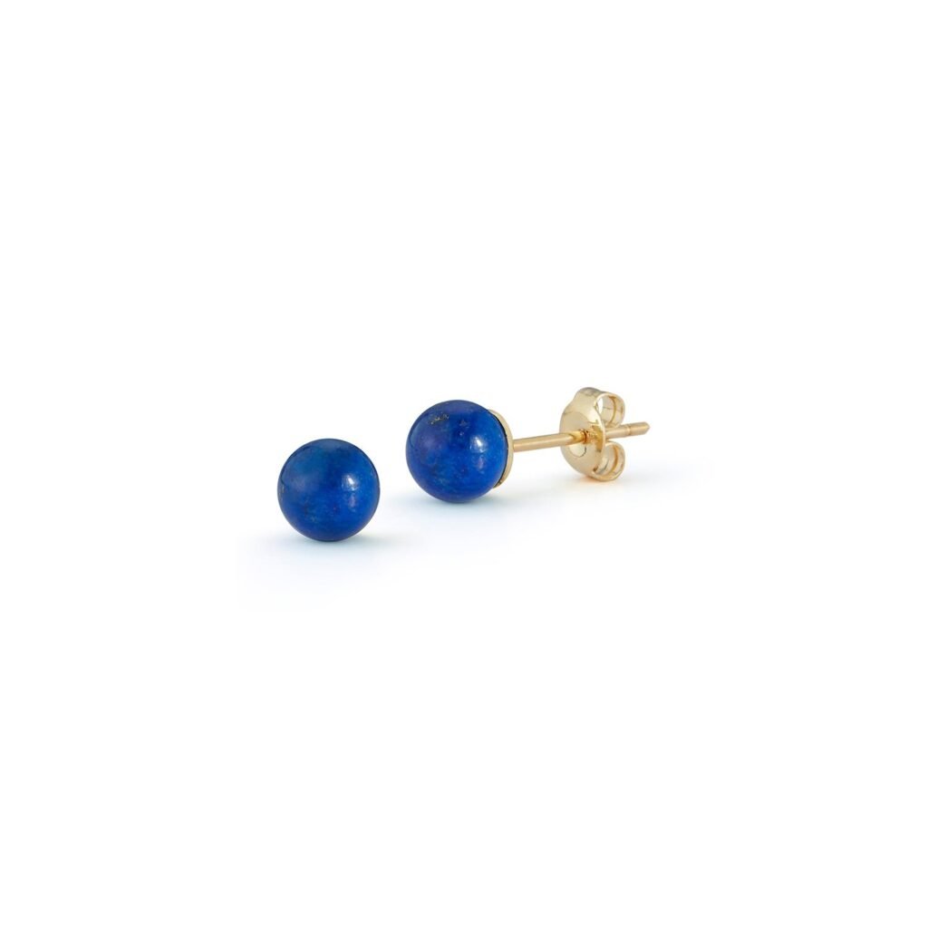 925 Sterling Silver 6MM Lapis Stud Earrings