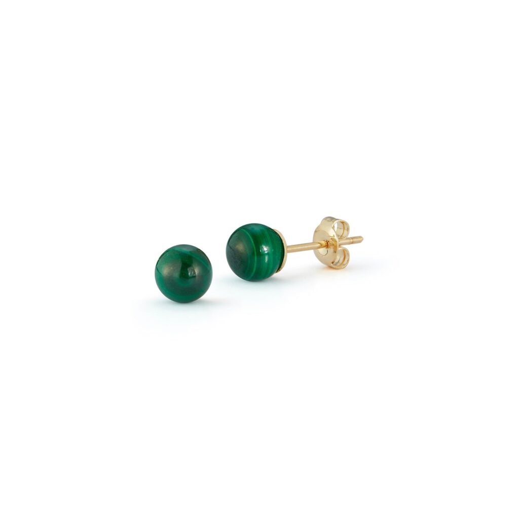 925 Sterling Silver 6MM Malachite Stud Earrings
