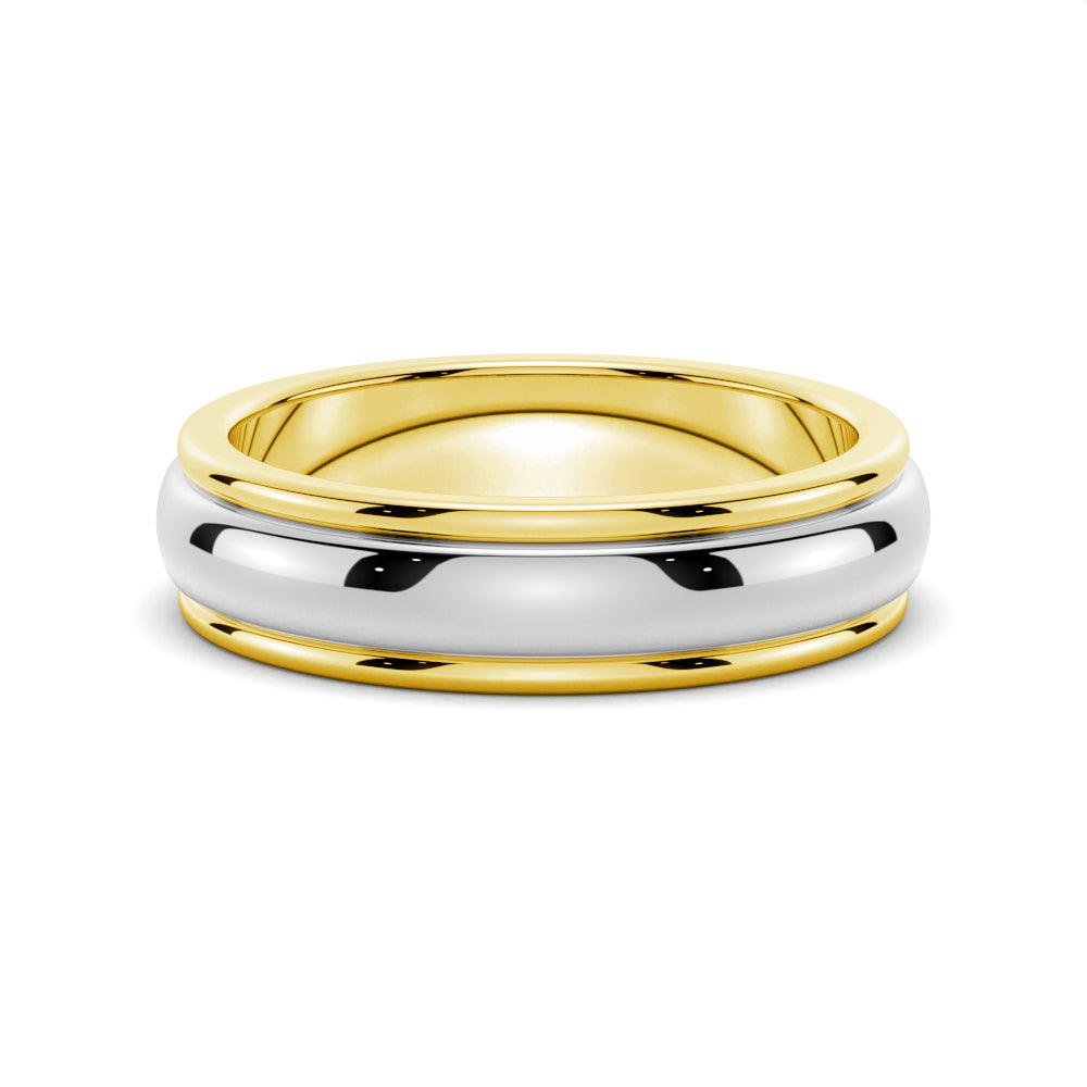 925 Sterling Silver 6MM Minimalist Two Tone Men Wedding Band