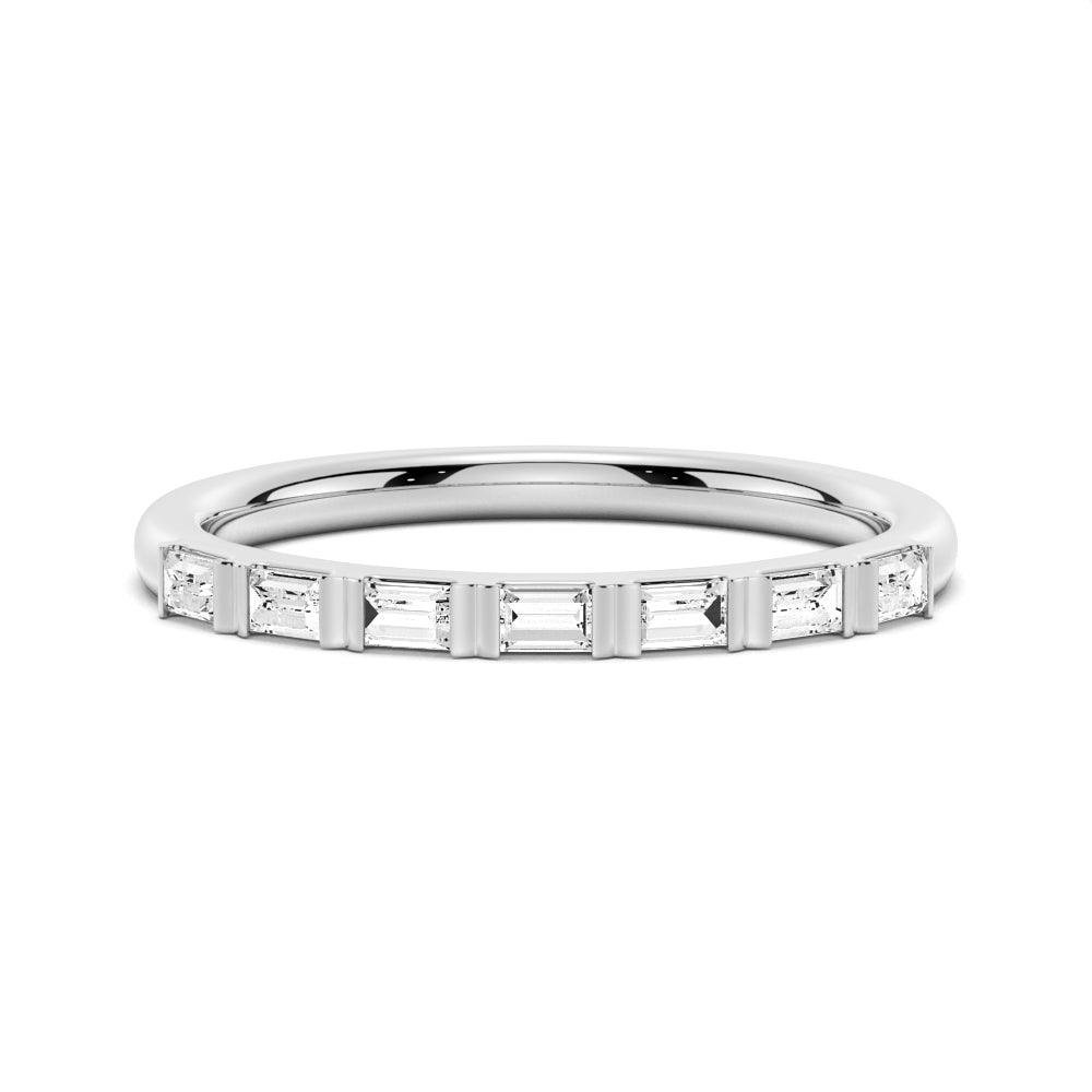 925 Sterling Silver 7 Stone Baguette Cut Diamond Wedding Band