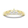 925 Sterling Silver 7 Stone Pear Shaped and Round Diamond Anniversary Wedding Band - Image 2