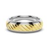 925 Sterling Silver 7MM Two Tone Carved Men Wedding Band