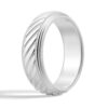 925 Sterling Silver 7MM Two Tone Carved Men Wedding Band - Image 11