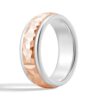 925 Sterling Silver 7MM Two Tone Hammered Men Wedding Band - Image 4
