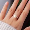 925 Sterling Silver 8MM Classic Freshwater Cultured Pearl Solitaire Ring - Image 7