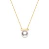 925 Sterling Silver 8MM Freshwater Cultured Pearl Balance Beam Necklace