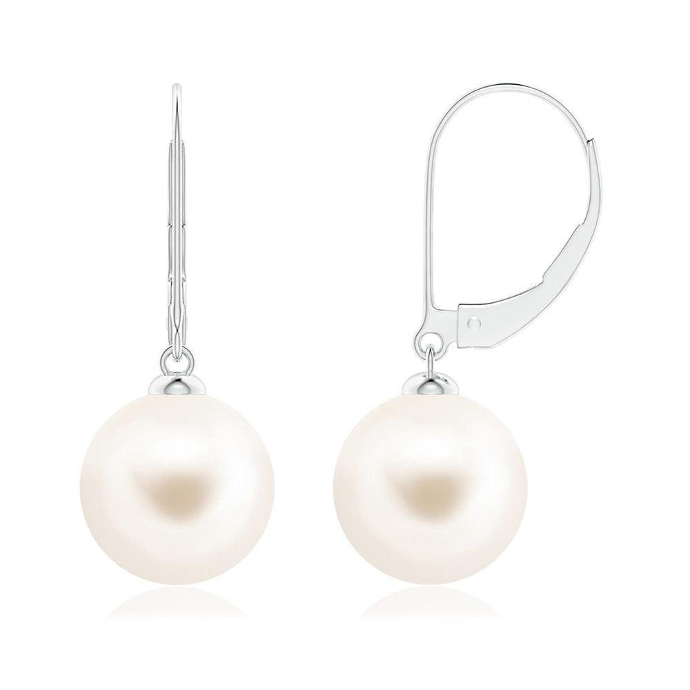 925 Sterling Silver 8MM Freshwater Cultured Pearl Leverback Earrings