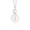925 Sterling Silver 8MM Freshwater Cultured Pearl Pendant Bezel Set Diamond - Image 4