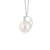 925 Sterling Silver 8MM Freshwater Cultured Pearl Pendant Trio Diamond - Image 4